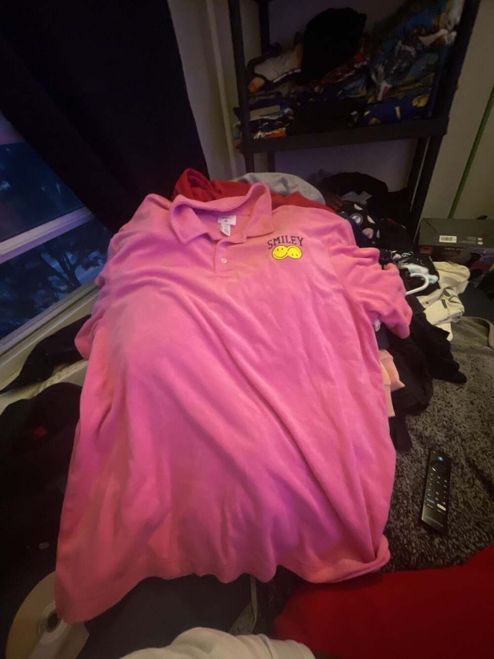 Smiley x H&M Pink Towelling Terry Polo Shirt with Embroidered Logo Size XXL